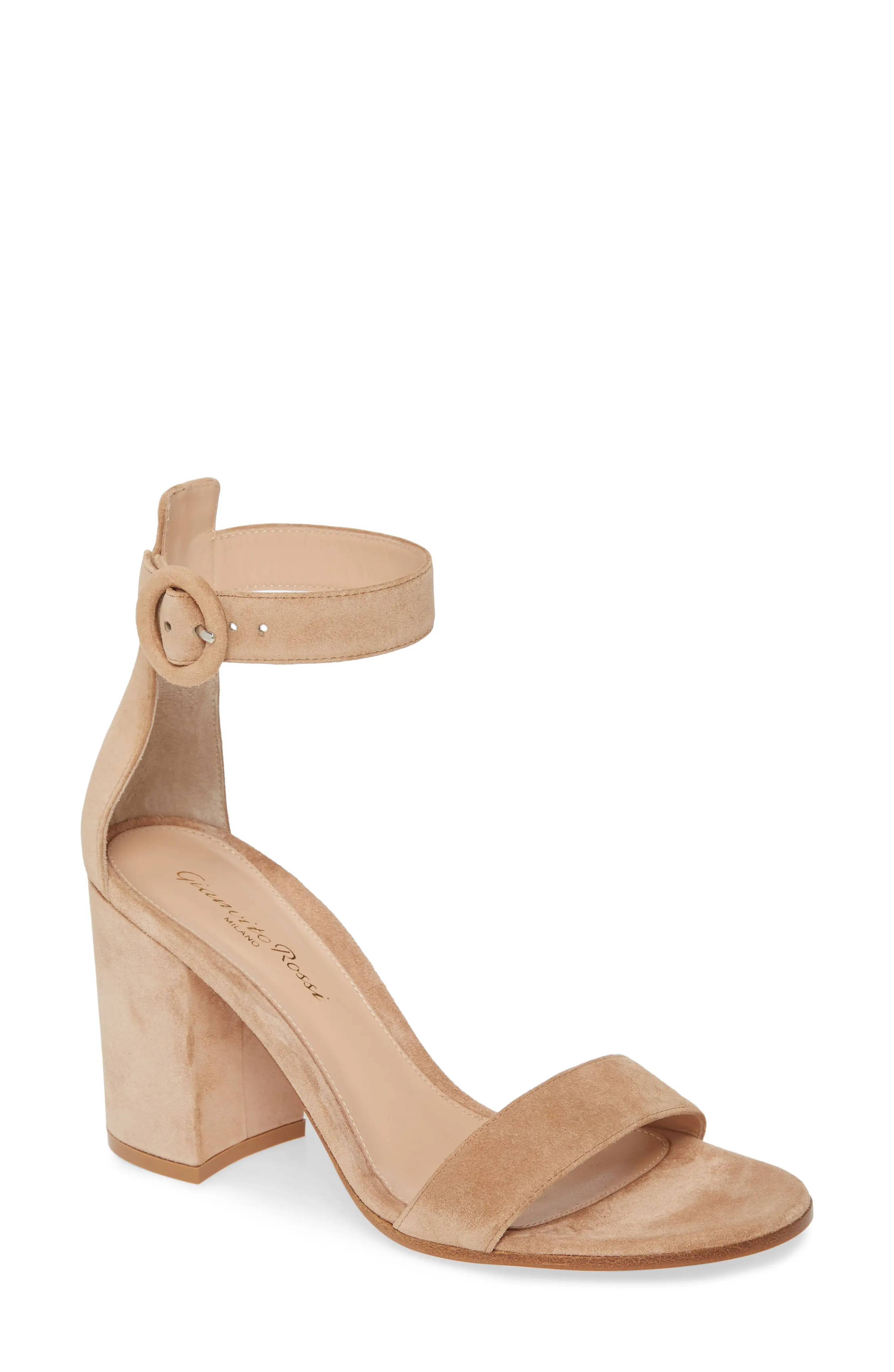 Women's Gianvito Rossi Block Heel Sandal, Size 8US / 38EU - Beige | Nordstrom