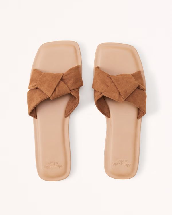 Women's Knotted Faux Suede Slides | Women's Clearance | Abercrombie.com | Abercrombie & Fitch (US)