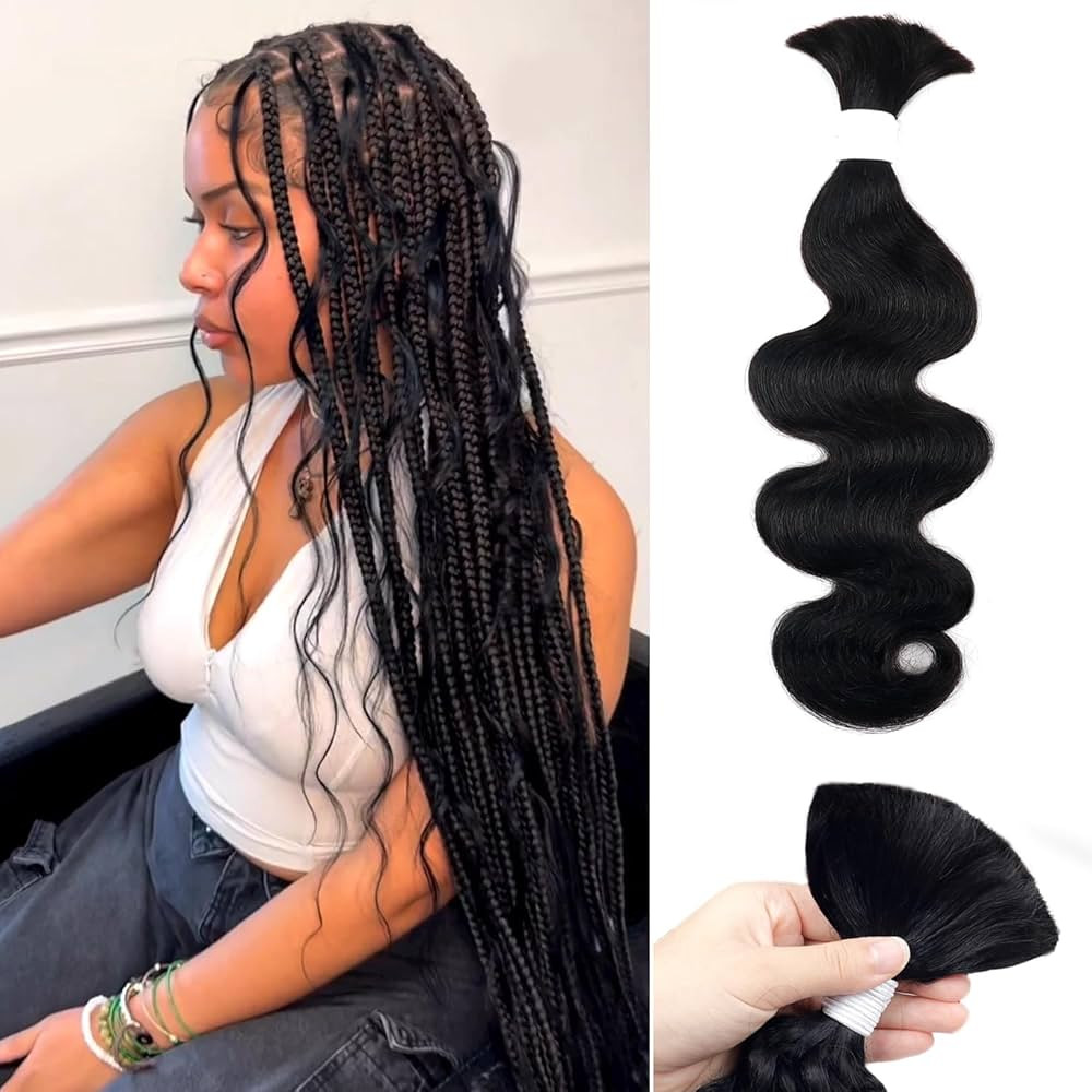 Human Braiding Hair 100g One Bundle/Pack 22 Inch Natural Black Body Wave Curly Bulk Human Hair fo... | Amazon (US)
