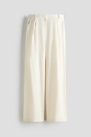H & M - Easy Care Wide-Leg Linen-Blend Dress Pants - Cream | H&M (US + CA)