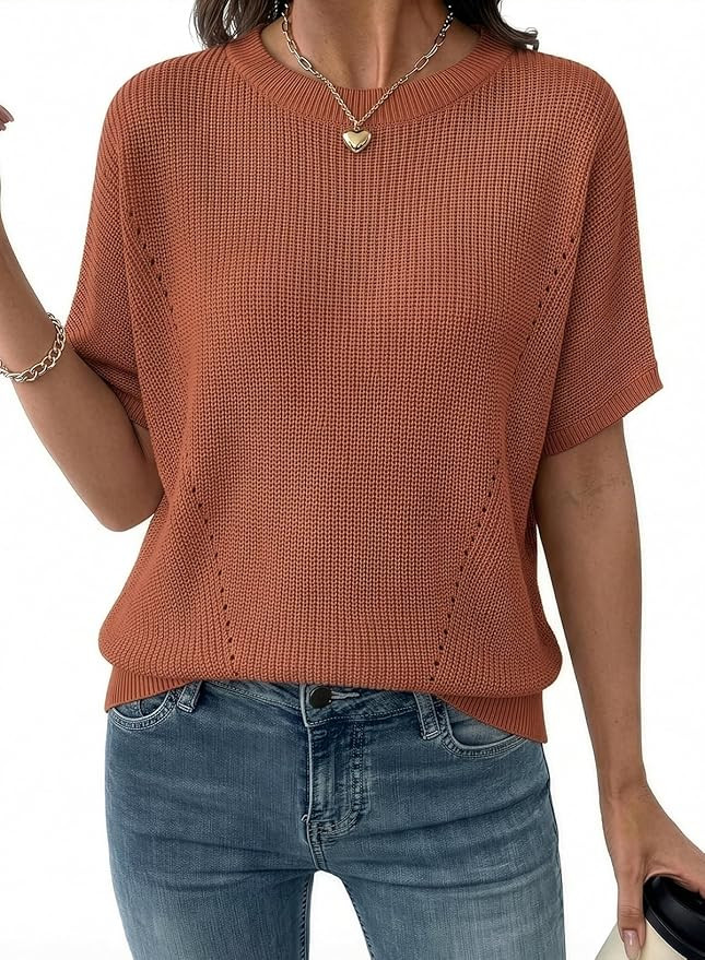 Dokotoo Womens Short Sleeve Sweaters 2026 Summer Lightweight V Neck Pullover Tops Dressy Business... | Amazon (US)
