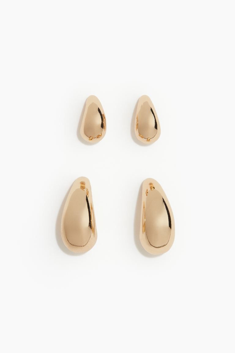 2 pairs earrings - Gold-coloured - Ladies | H&M GB | H&M (UK, MY, IN, SG, PH, TW, HK)