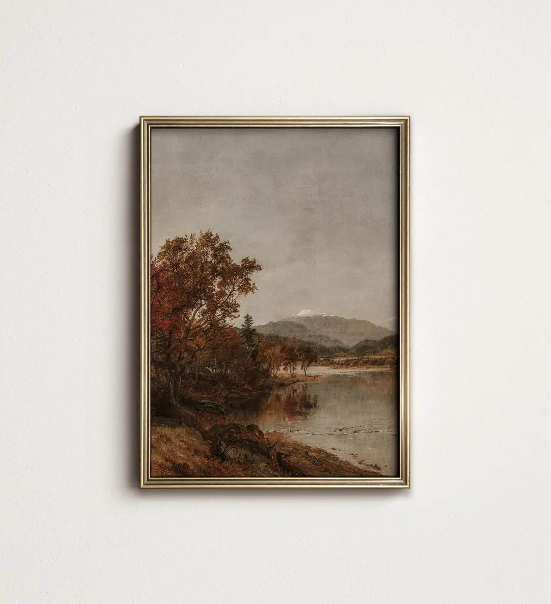 Moody Autumn Lake Painting, PRINTABLE Rustic Fall Decor Print, Fine Art North Prints, Digital Dow... | Etsy (US)