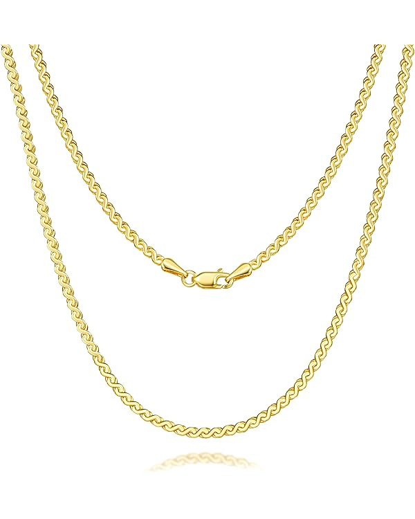 14K Gold Necklaces for Women Dainty Gold Necklace for Women Non Tarnish Thin Golden Chain for Men... | Amazon (US)