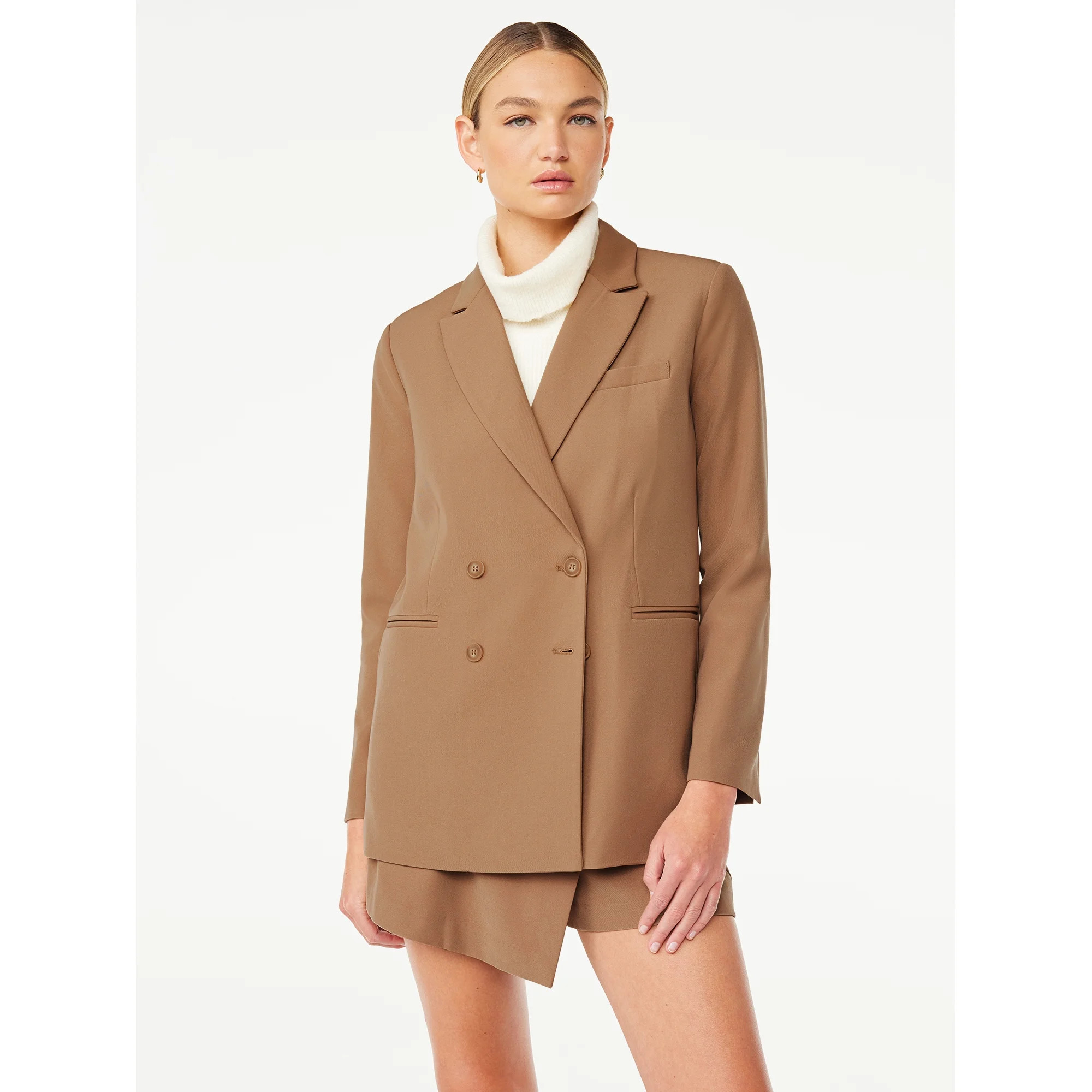 Scoop Women’s Slouchy Double Breasted Blazer, Sizes XS-XXL | Walmart (US)