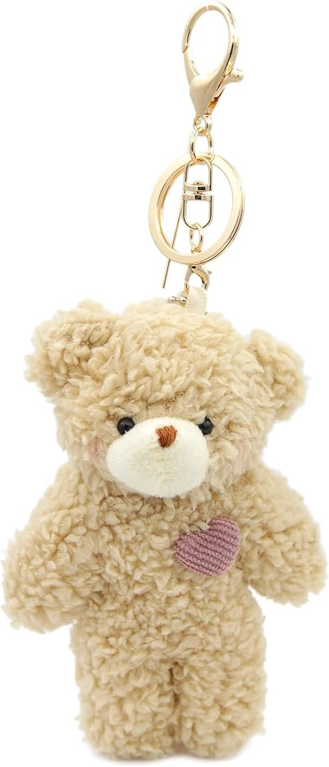 Bear Plush Keychain Toys for Kids with Purple Heart 5" Stuffed Teddy Plushie Backpack Purse Penda... | Amazon (US)