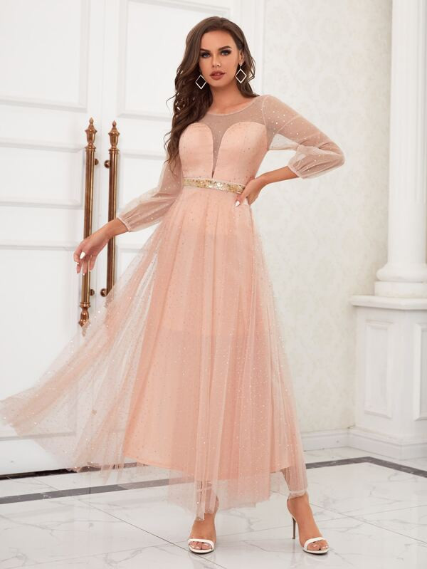 HomeWedding & SpecialWeddings & EventsWomen Wedding Party WearBridesmaid DressesContrast Sequin L... | SHEIN