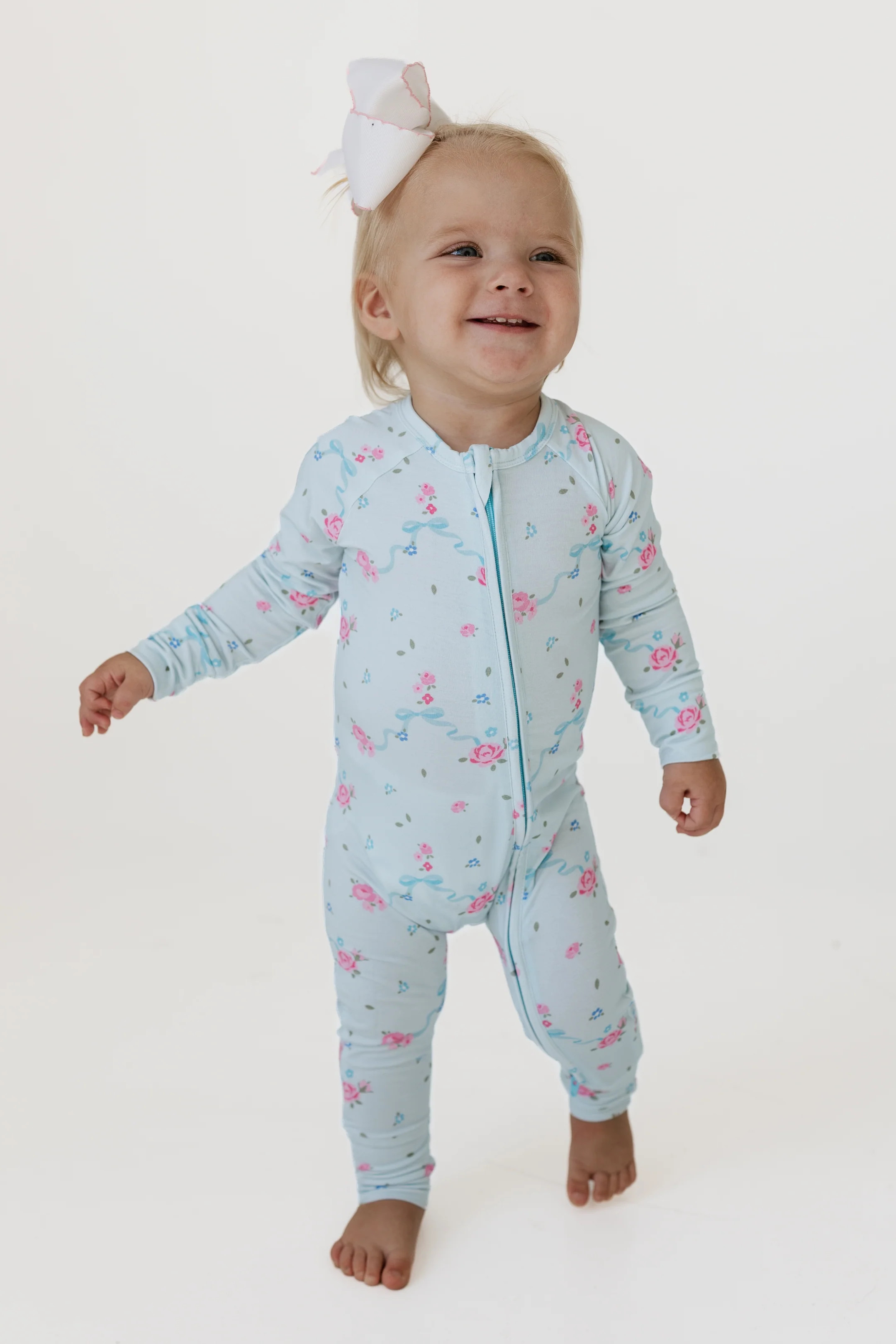Blue Ella Zipper Romper | Bamboo Baby Pajamas | In My Jammers | In My Jammers