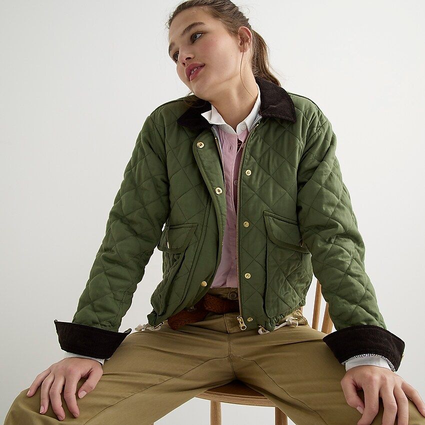 New cropped quilted Barn Jacket | J.Crew US