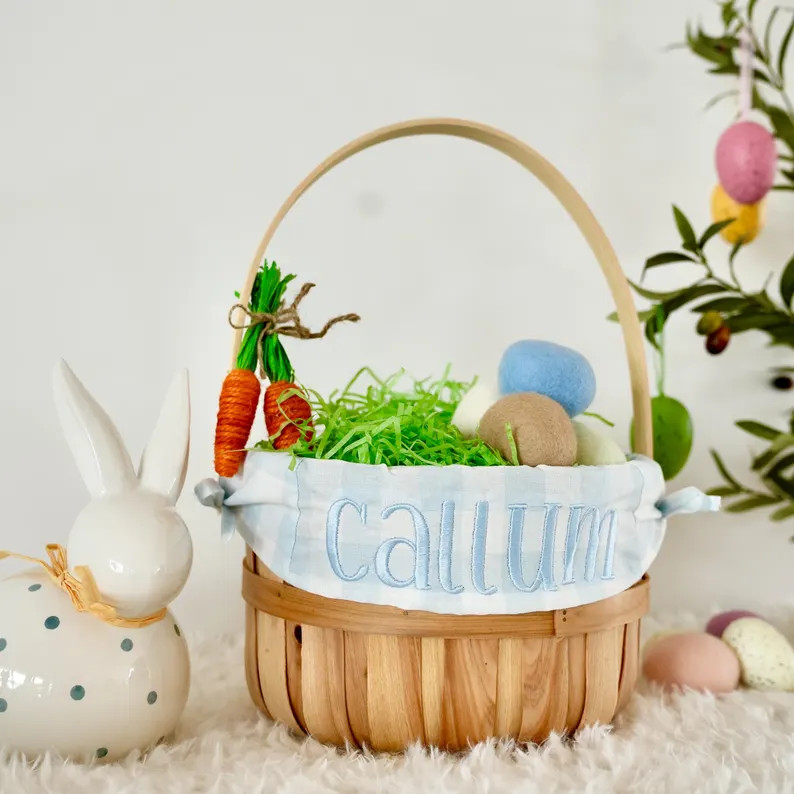 Embroidered Easter Basket, Custom Kids Basket, Personalized Easter Basket, Baby Boy First Easter ... | Etsy (US)