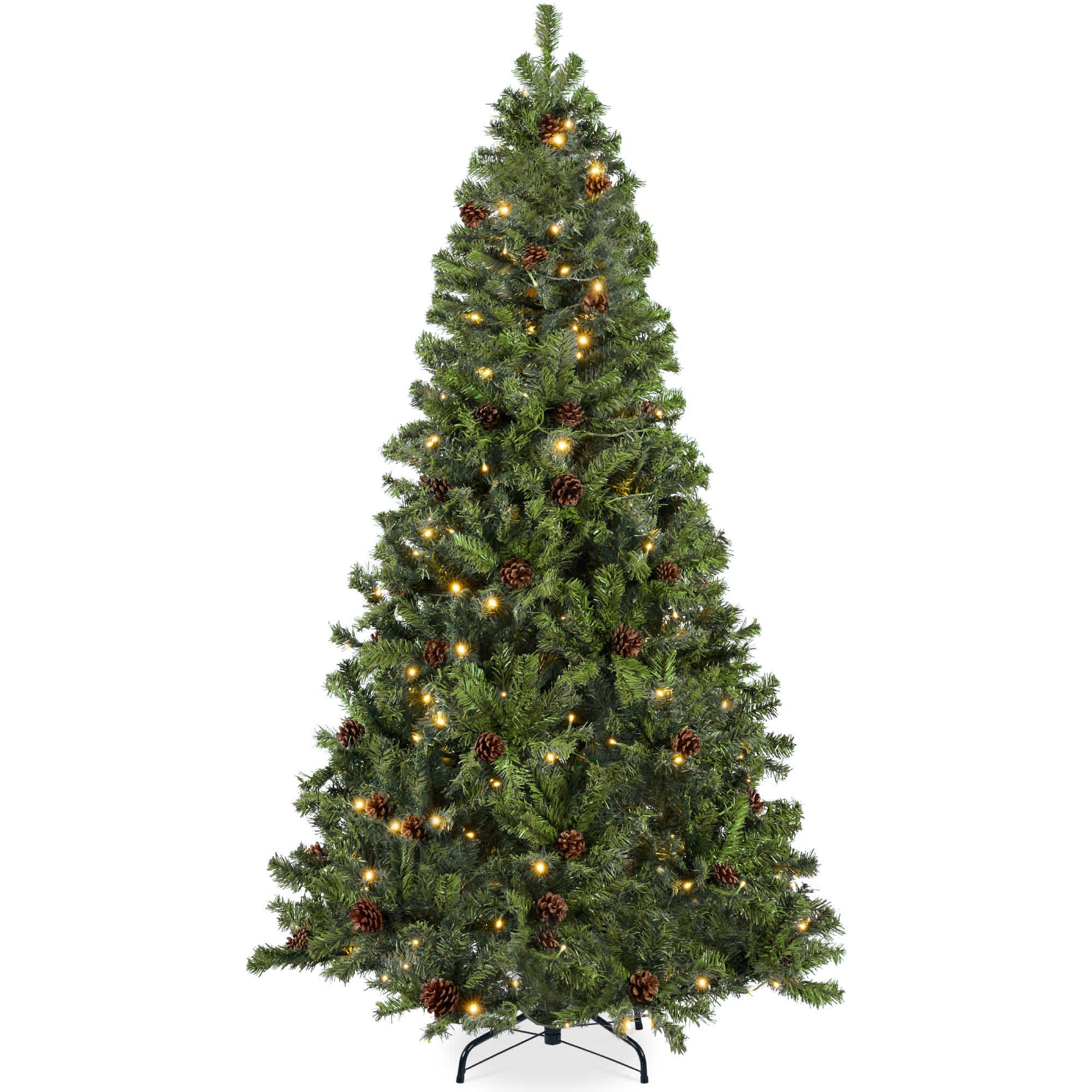 Best Choice Products 9ft Pre-Lit Pre-Decorated Holiday Christmas Pine Tree w/ 2028 Tips 850 Lights Base - Green | SKY10402 | Lowe's