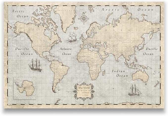 Push Pin World Travel Map - Rustic Vintage - Made in Ohio, USA! | Amazon (US)