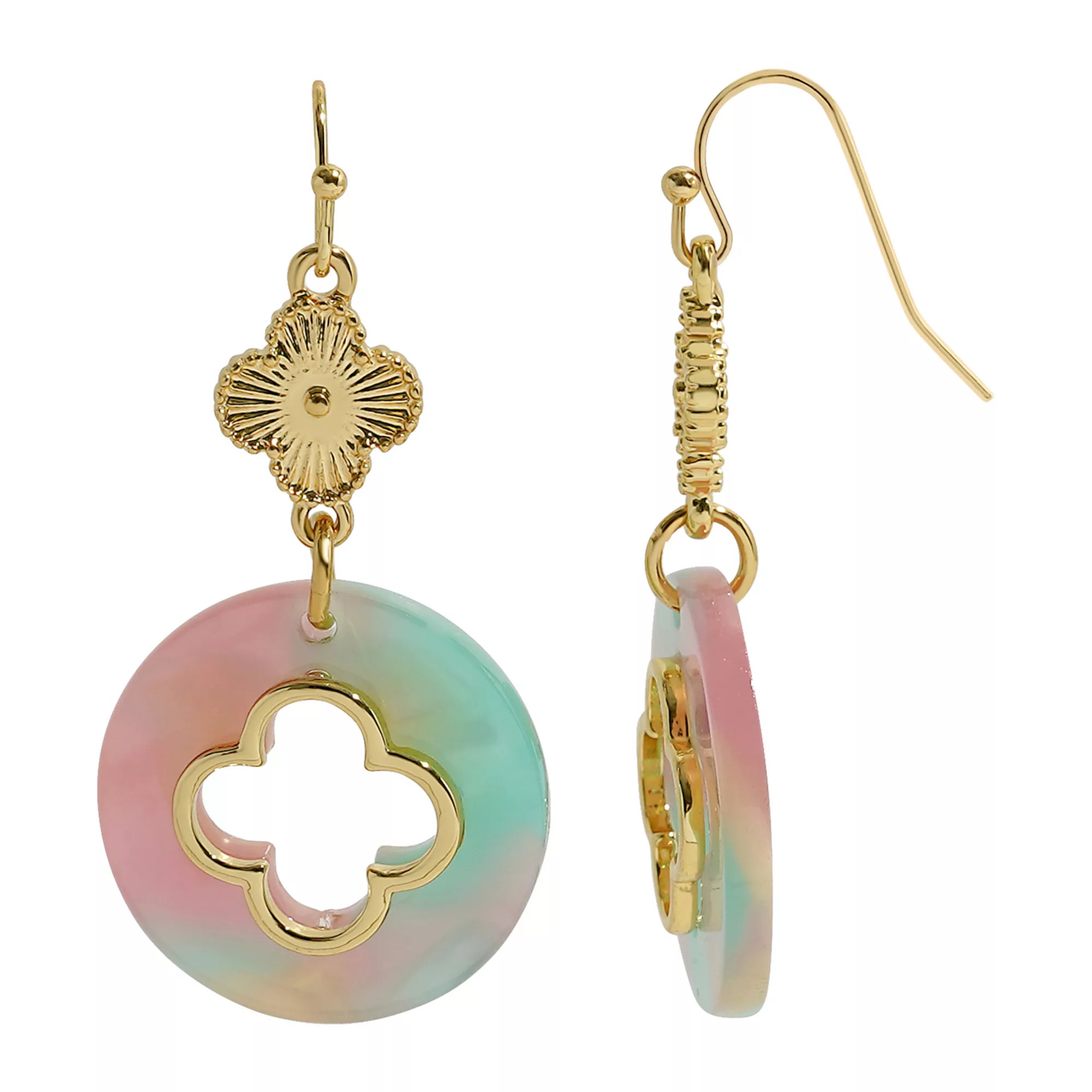 Emberly Gold Tone Multi Clover Drop Hook Earrings | Kohl's