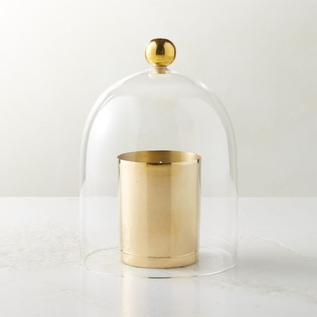 Glass Cloche with Unlacquered Brass Knob | CB2