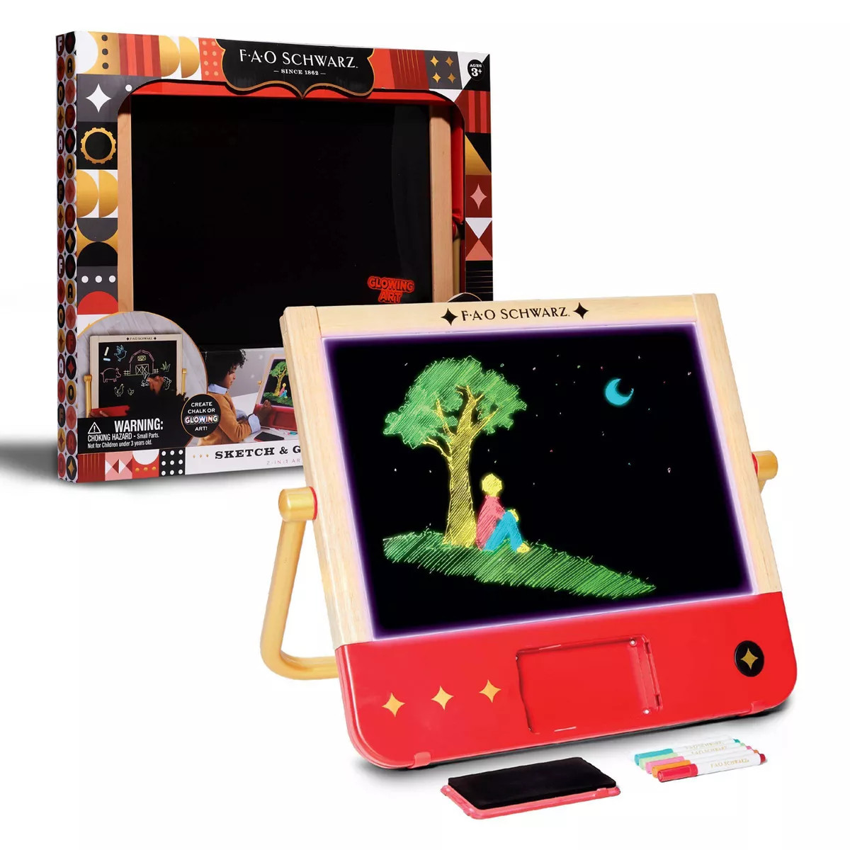 FAO Schwarz Sketch and Glow Easel 2-in-1 Art Studio | Target