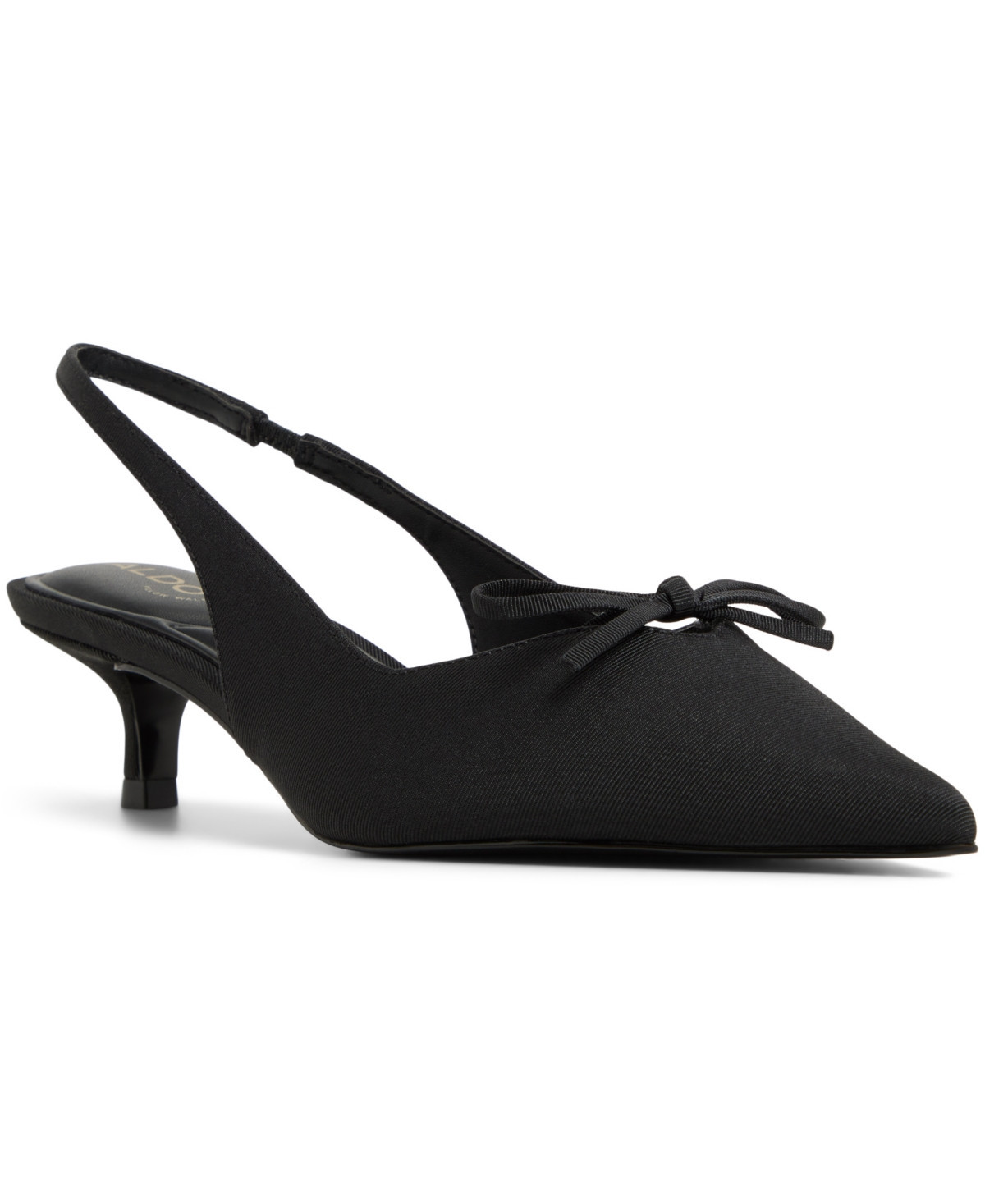 Aldo Women's Azizza Sling-Back Bow Kitten Heel Pumps - Black Grosgrain | Macy's