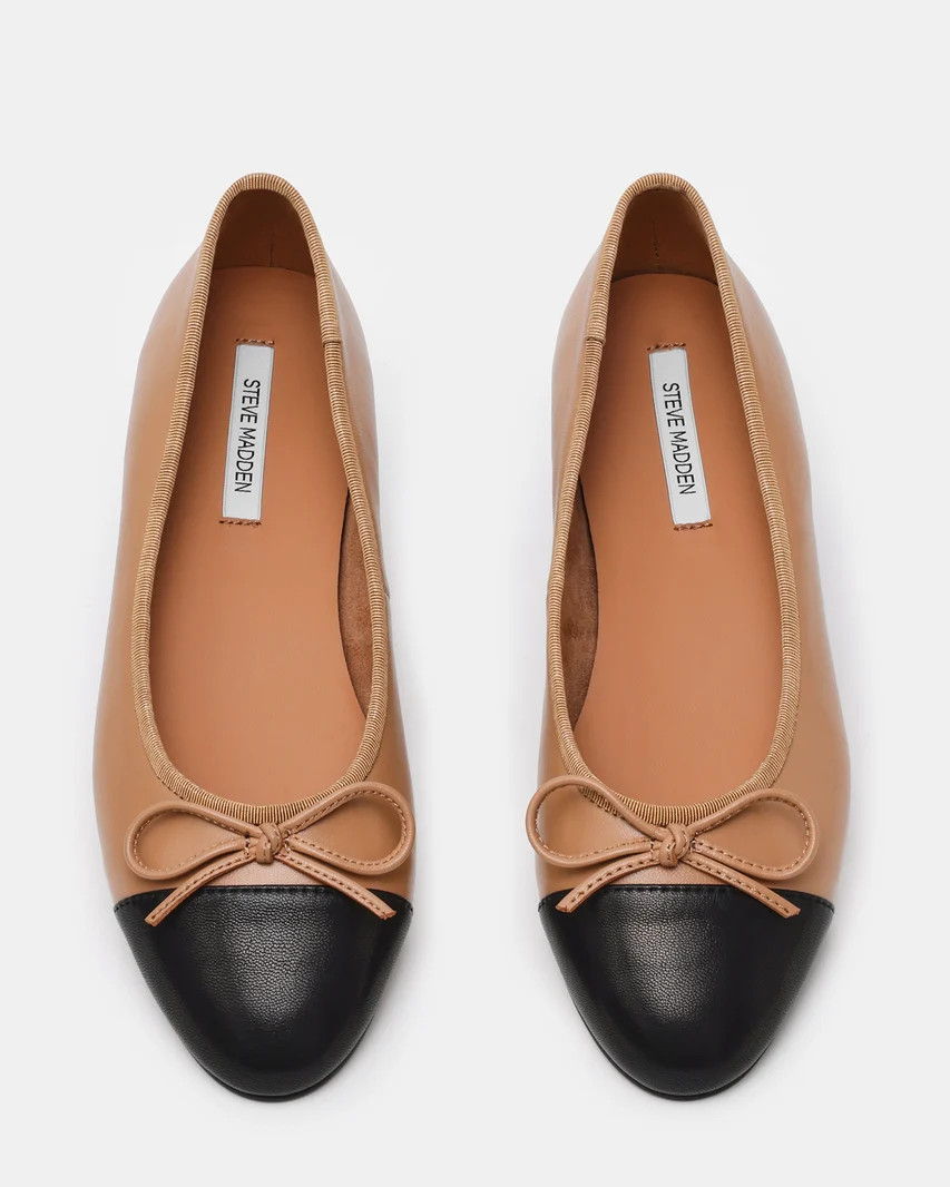 KIT Black/Natural Cap-Toe Women's Ballet Flat | Steve Madden (US)