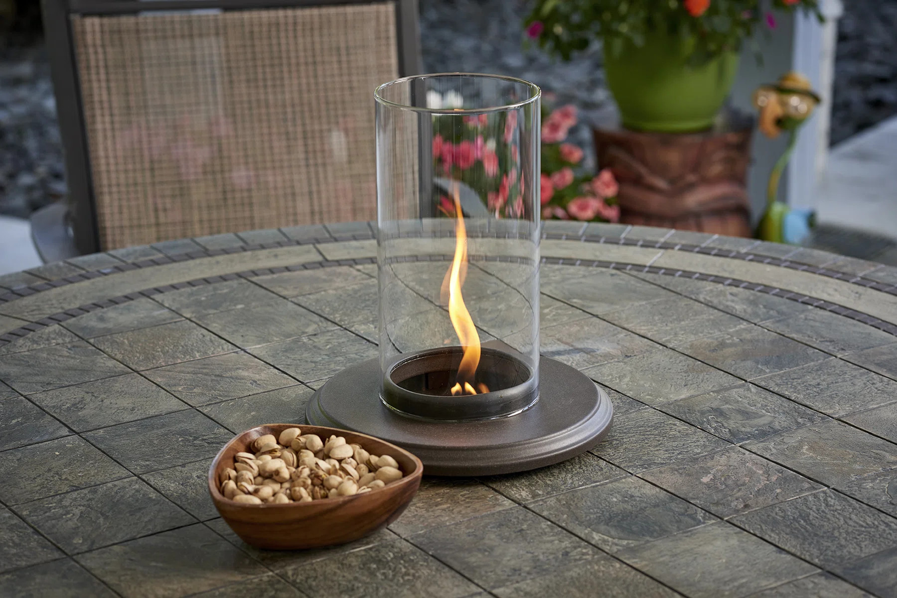 Intrigue Glass Propane Outdoor Tabletop Fireplace with Flame Guard | Wayfair North America