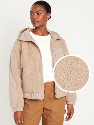 Hooded Sherpa Hybrid Jacket for Women | Old Navy (US)