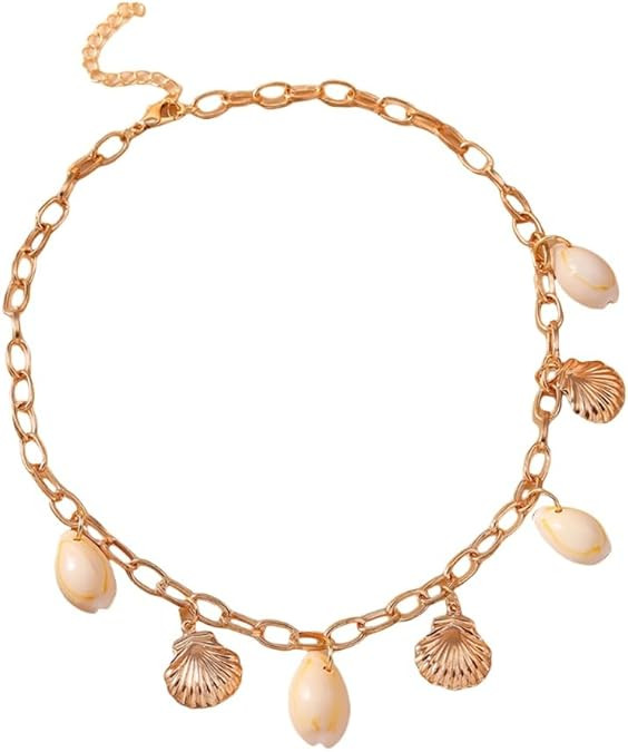 Seashell Necklace for Women, Conch Necklace，Beach Jewelry for Women, Ocean Theme Adjustable Cho... | Amazon (US)