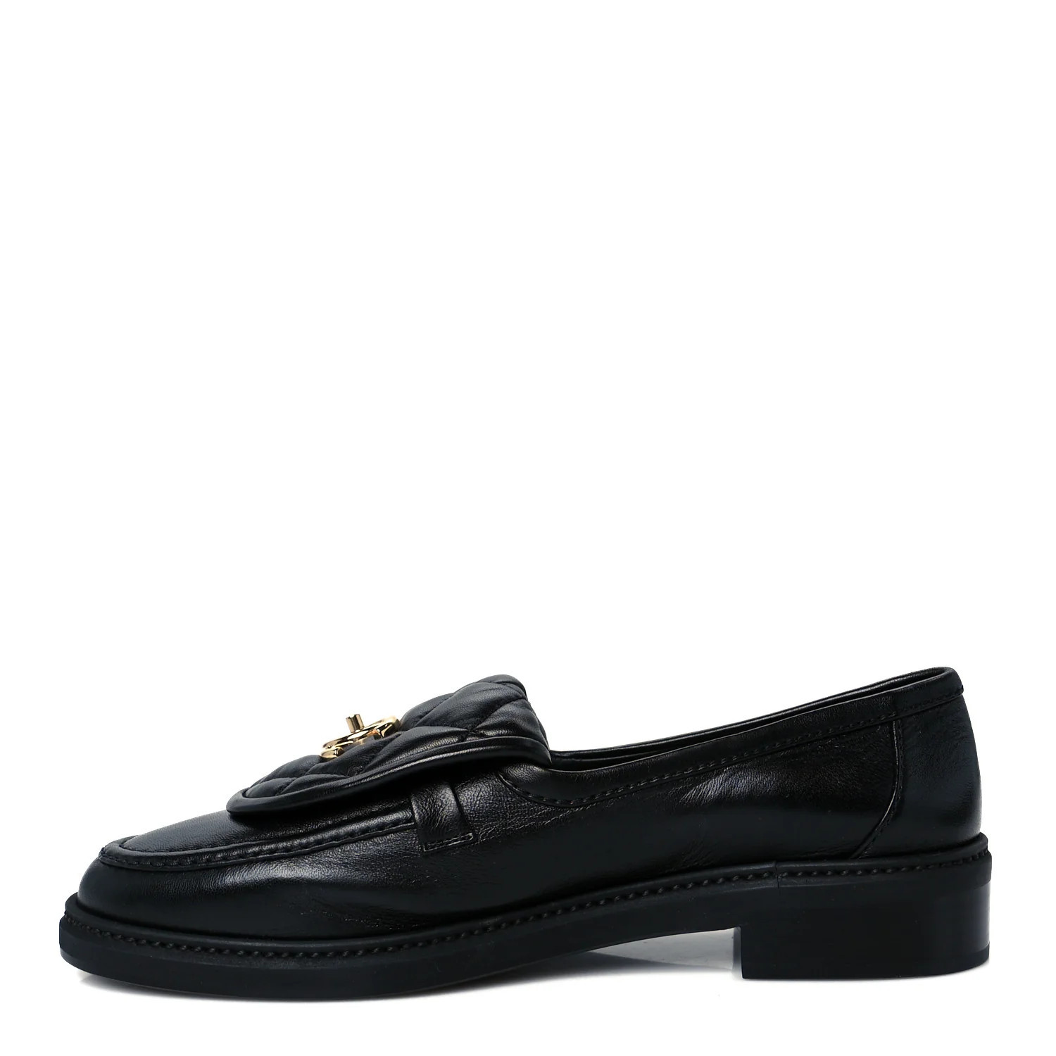 Chanel Lambskin Quilted CC Turnlock Loafers 39.5 Black | FASHIONPHILE (US)