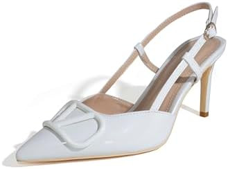 Women Heeled Slingback Sandals Closed Pointed Toe Stiletto High Heels Slip-On Buckle Pumps Backle... | Amazon (US)