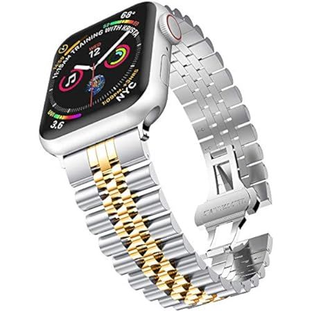 HUANLONG Latest Solid Stainless Steel Metal Replacement 7 Pointers Watchband Bracelet with Double Bu | Amazon (US)