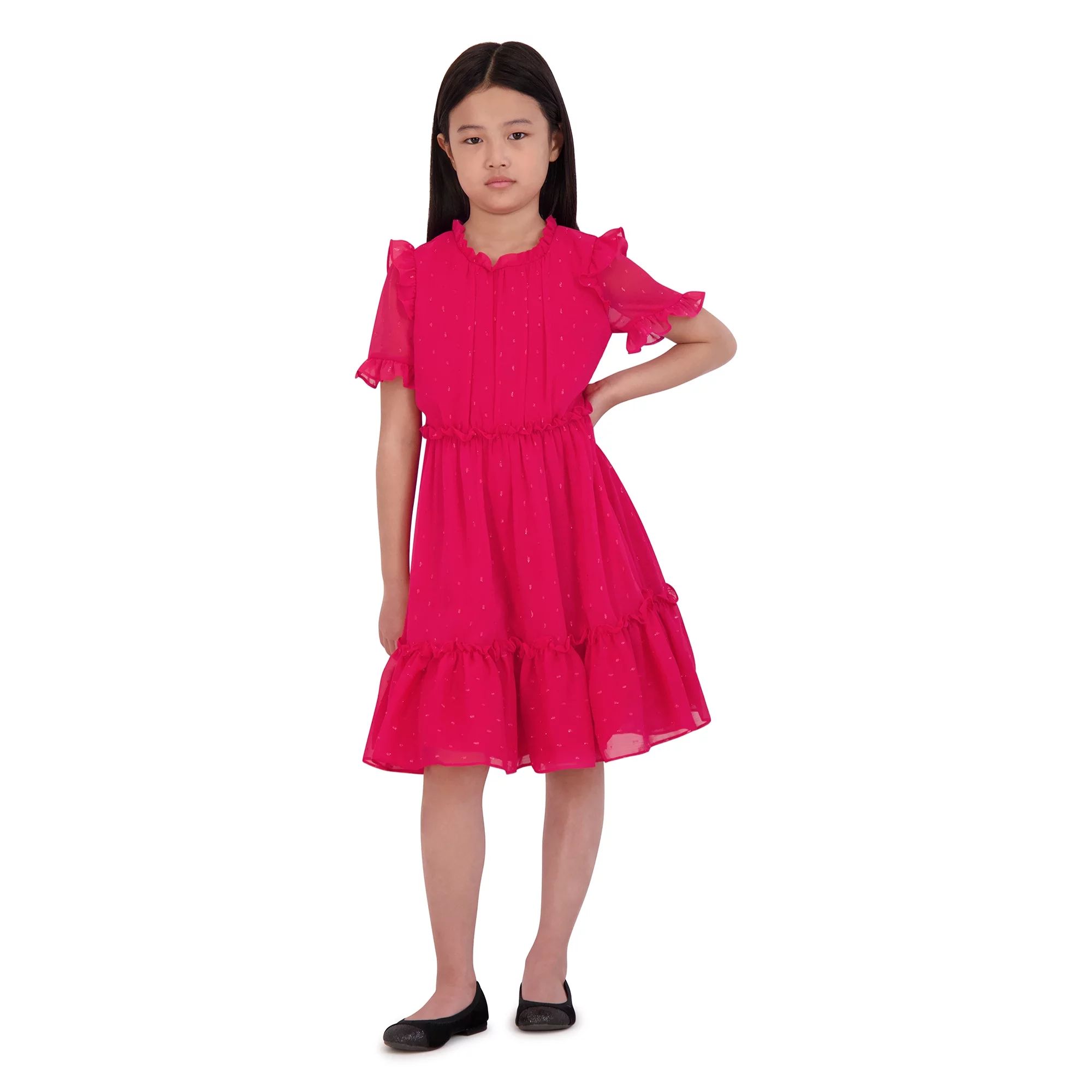 Wonder Nation Girls Metallic Solid Dress, Sizes 4-18 & Plus | Walmart (US)