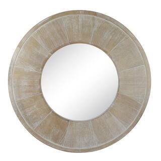 Stonebriar Collection 27.5 in. x 27.5 in. Rustic Round Wood Brown Wall Mirror SB-6351A - The Home... | The Home Depot