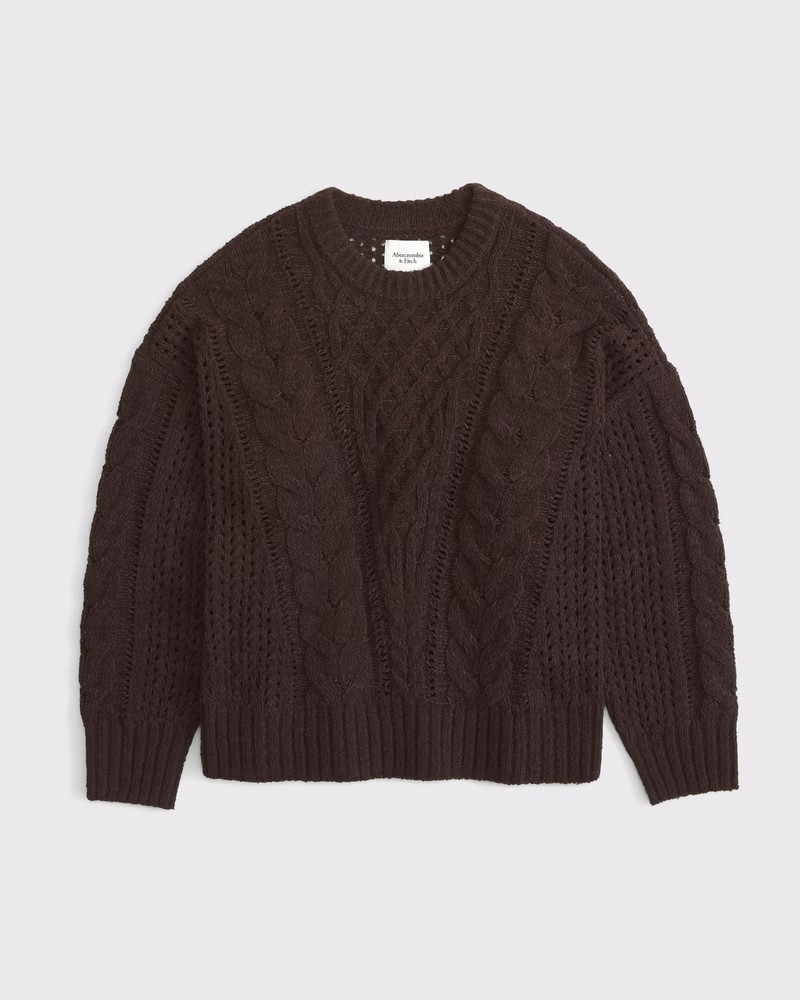 Women's Textural Stitch Cable Crew Sweater | Women's New Arrivals | Abercrombie.com | Abercrombie & Fitch (UK)