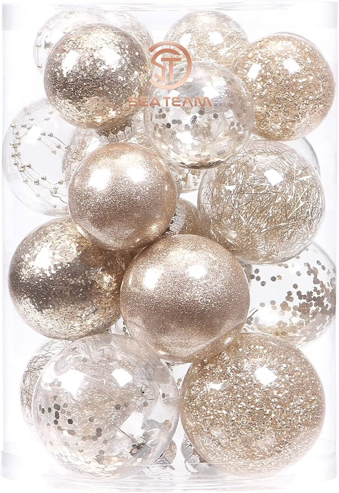Sea Team Christmas Baubles Set Clear Plastic Shatterproof Multi-Size Decorative Christmas Baubles... | Amazon (US)