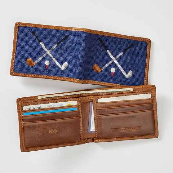 Smathers & Branson Needlepoint Wallet, Crossed Clubs | Mark and Graham