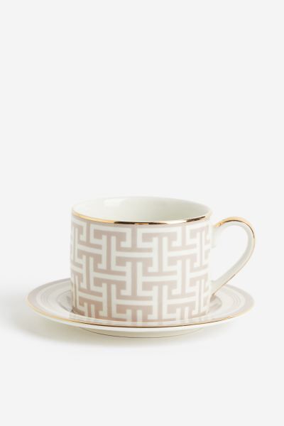 Porcelain Cup - Light beige/patterned - Home All | H&M US | H&M (US + CA)