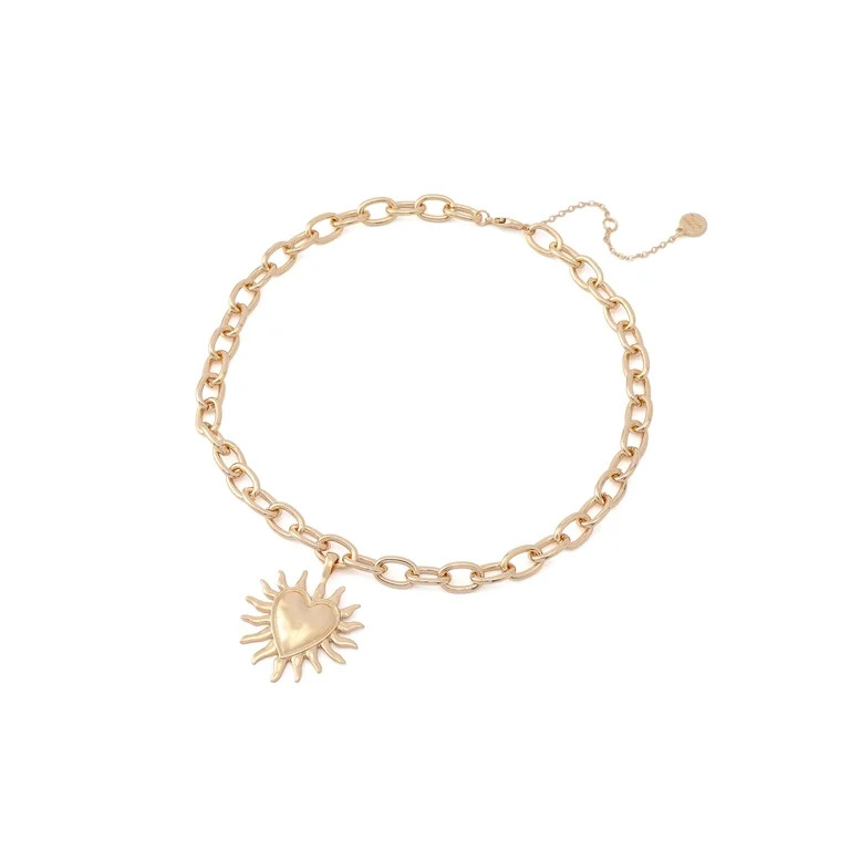 Madden NYC Women's Fashion Gold-Tone Heart-Sun Pendant Necklace | Walmart (US)