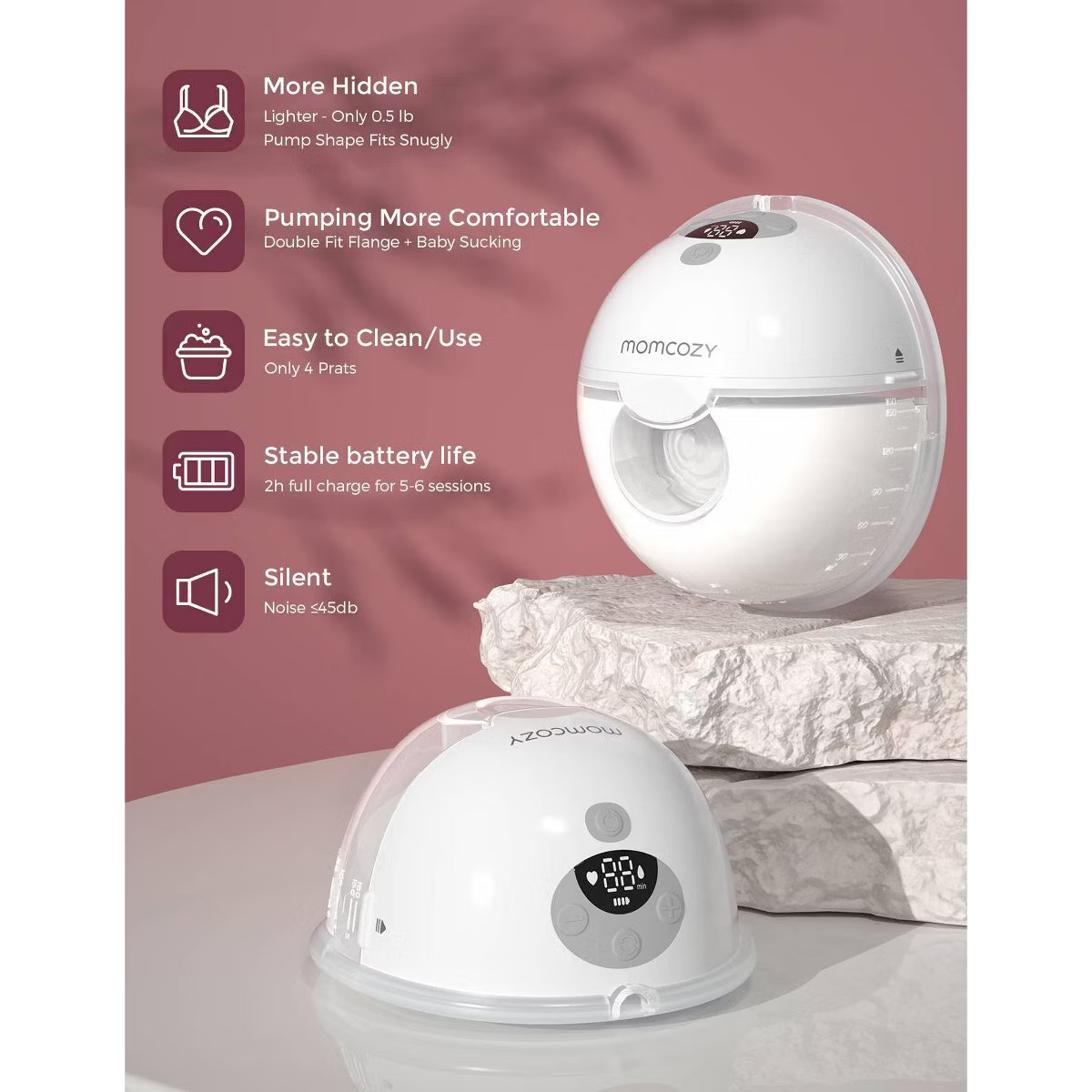 Momcozy M5 Hands-Free Wearable Electric Breast Pump Set: Double Pump System, USB Powered, Include... | Target