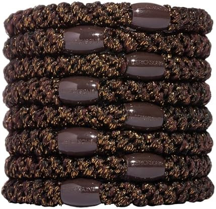 Brown Hair Ties for Thick Hair, Grab & Go Ponytail Holders, 8 Pack, Metallic Espresso, Thick No-C... | Amazon (US)
