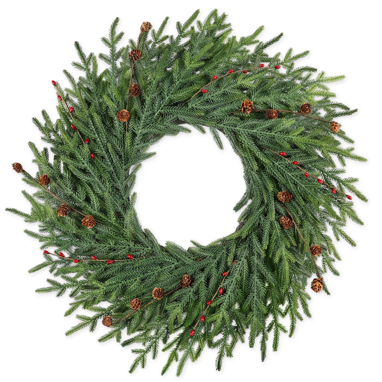 26 Inch Christmas Wreaths for Front Door with Red Berry Real Touch Large Artificial Xmas Winter P... | Amazon (US)