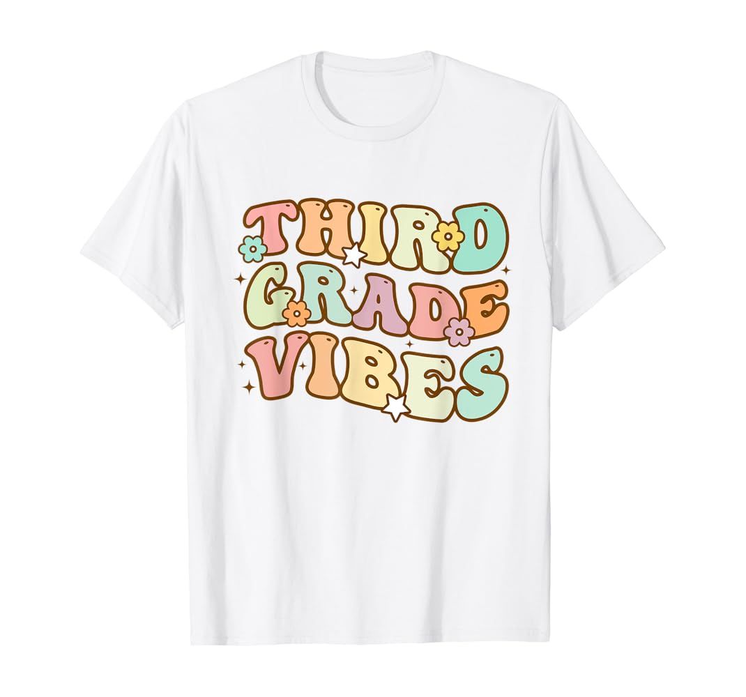 Back To School Third Grade Vibes Retro Teacher Women Kids T-Shirt | Amazon (US)