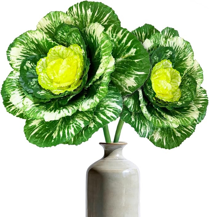 2PCS Faux Cabbage Artificial Vegetables Realistic Fake Food Plants Props Artificial Decorative Ca... | Amazon (US)
