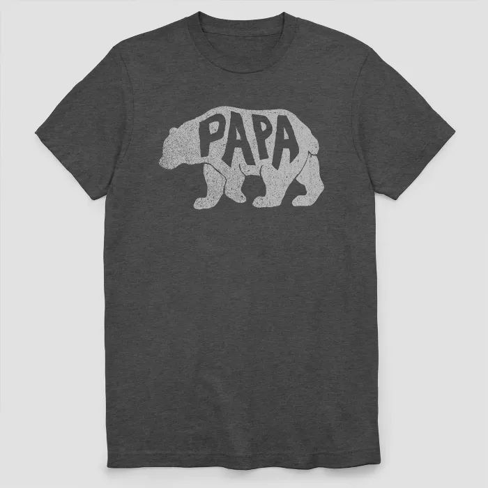 Men's Papa Bear Short Sleeve Graphic T-Shirt - Charcoal Gray | Target