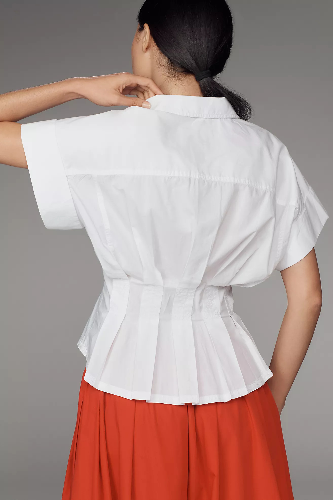 The Bobbie Short-Sleeve Fitted-Waist Blouse by Pilcro | Anthropologie (US)