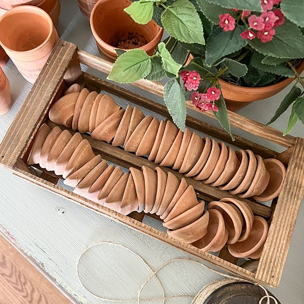 Clay Seedling Pots With Crate | Antique Farm House