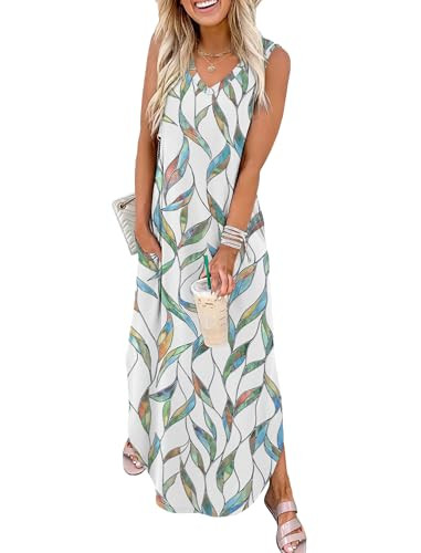 Sampeel Summer Dresses Maxi Dress Vacation Beach Sundresses 2025 with Pockets | Amazon (US)