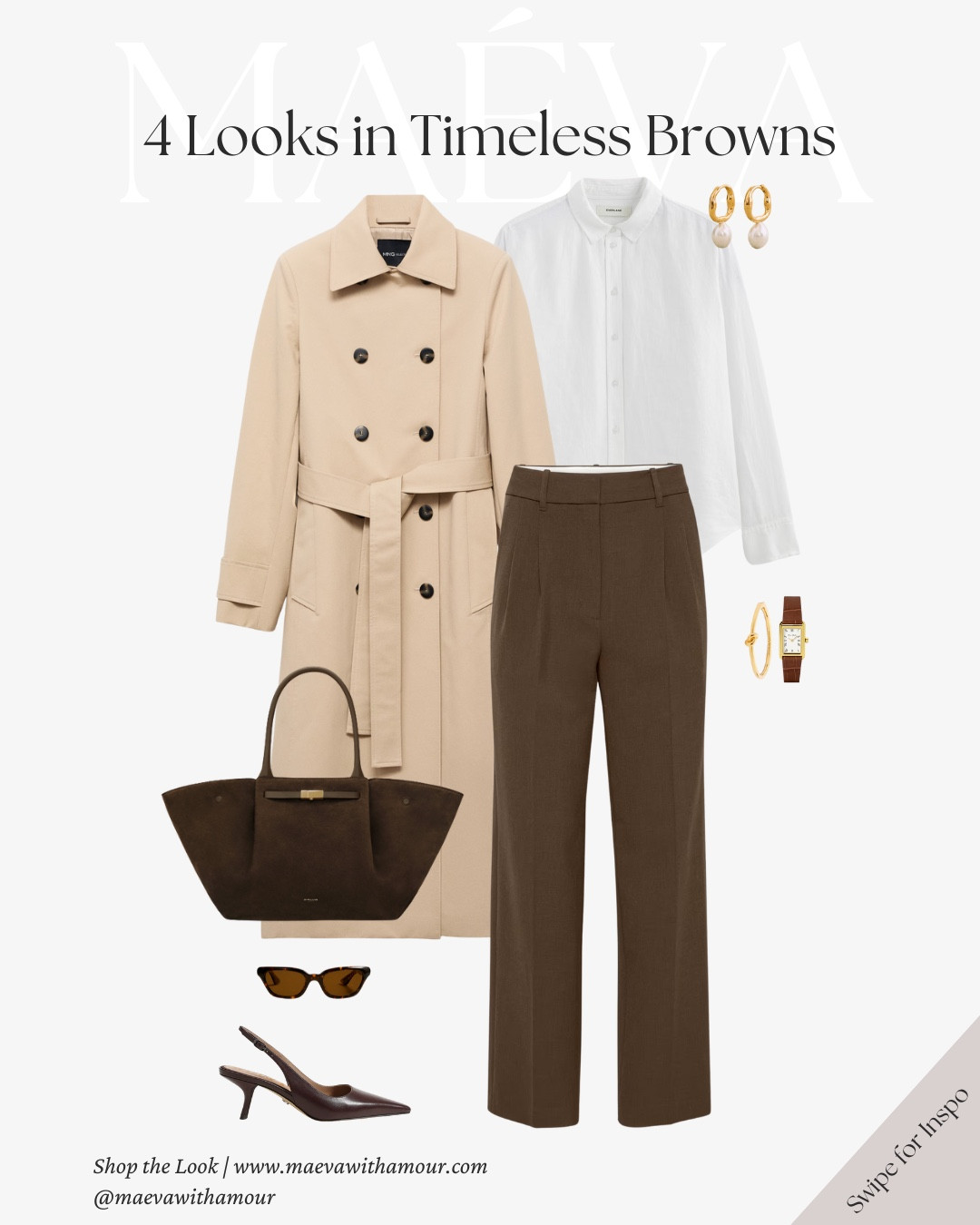 4 Looks in Timeless Browns 🤎 A seasonal favorite as we transition into fall, from tailored trenches to espresso blazers, these outfits prove how chic and versatile brown can be!

🤎 Adore these looks? Comment SHOP to receive a DM with the link or head to the link in bio to shop the outfits & more! 

✨ Discover the latest article about this edit and French-inspired style at maevawithamour.com

👉 Save & Follow to discover French-inspired style and wardrobe tips, designed to elevate your everyday fashion!

With Amour, M.

#trenchcoat #earlyfall #outfitinspo #stylingtips #frenchstyle  

#LTKSeasonal #LTKStyleTip #LTKTravel