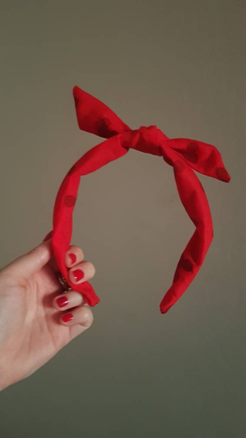 Red Mickey head logo knotty bow alice head band rockabilly disney | Etsy (US)