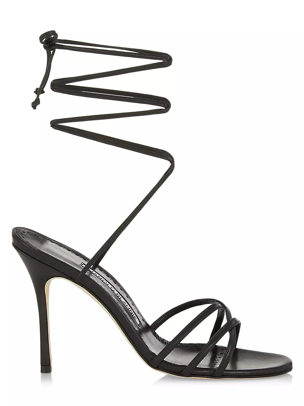 Manolo Blahnik Leva 105MM Leather Lace-Up Sandals | Saks Fifth Avenue