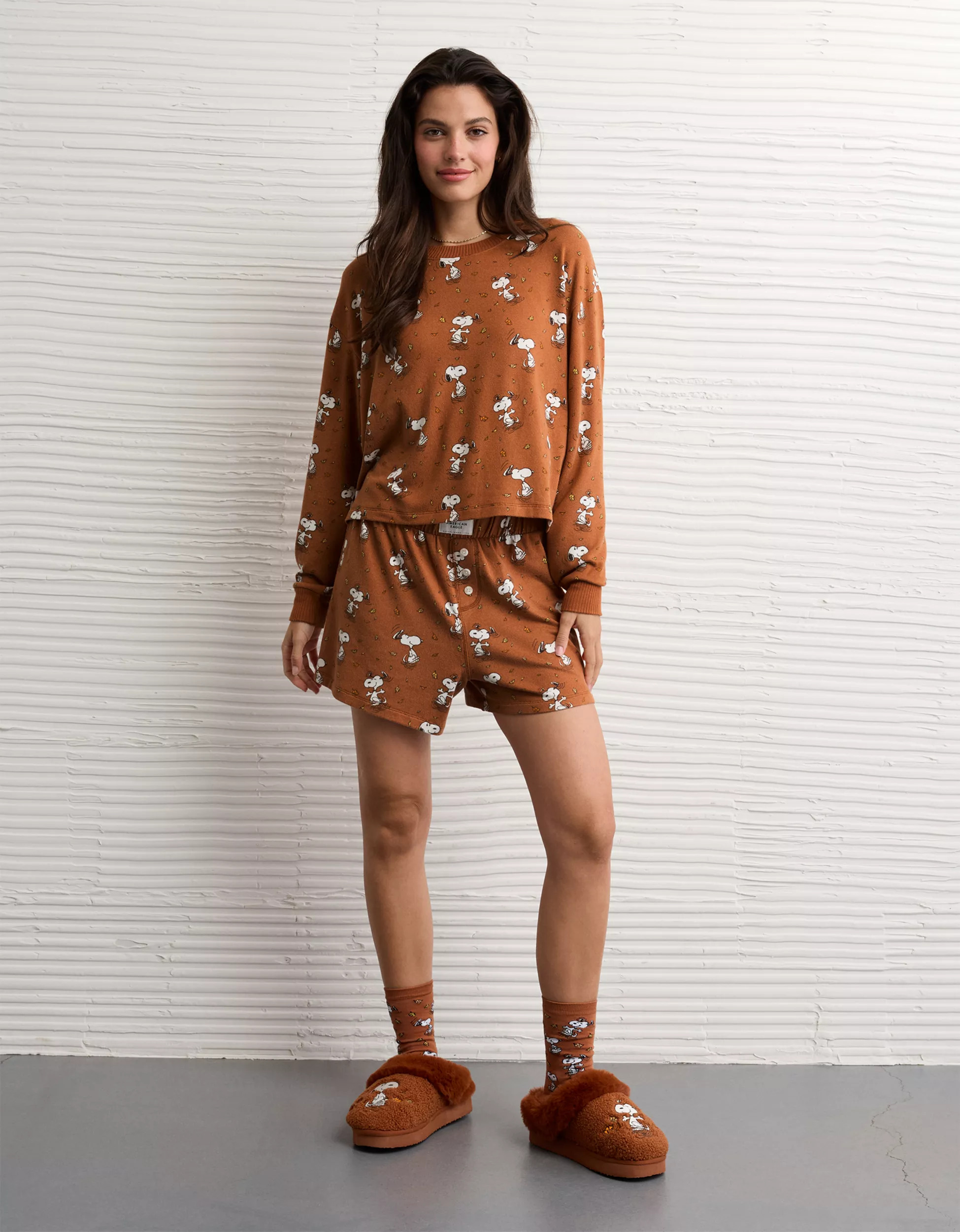 AE Luxe Plush Snoopy Halloween PJ Set | American Eagle Outfitters (US & CA)