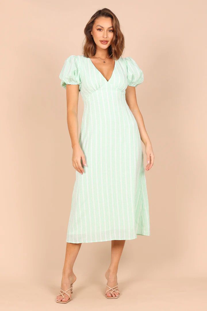 Stephee Textured Midi Dress - Green | Petal & Pup (AU)