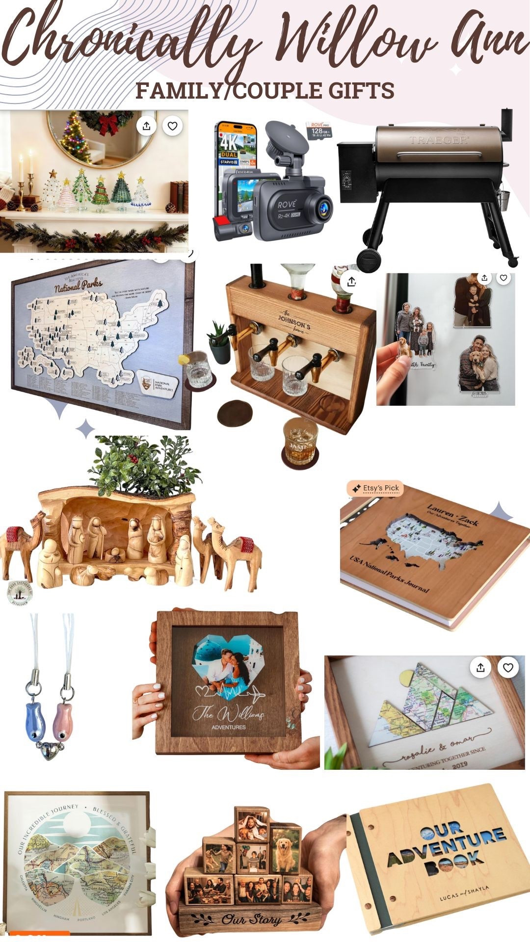 Thoughtful family and couple gifts, cute memory magnets, photo albums, national park trackers, if the couple loves go have a nice drink here and there you can get them their own dispenser, cute phone charms that magnet together, so much sweet and thoughtful things for your friends, or your friends who just had a kid they could use their dash cam, or a really nice smoker. Great gifts for him, or her, together. Every couple of family needs a beautiful nativity, there are so many choices and this is one I lovee

#LTKCyberWeek #LTKGiftGuide #LTKSaleAlert