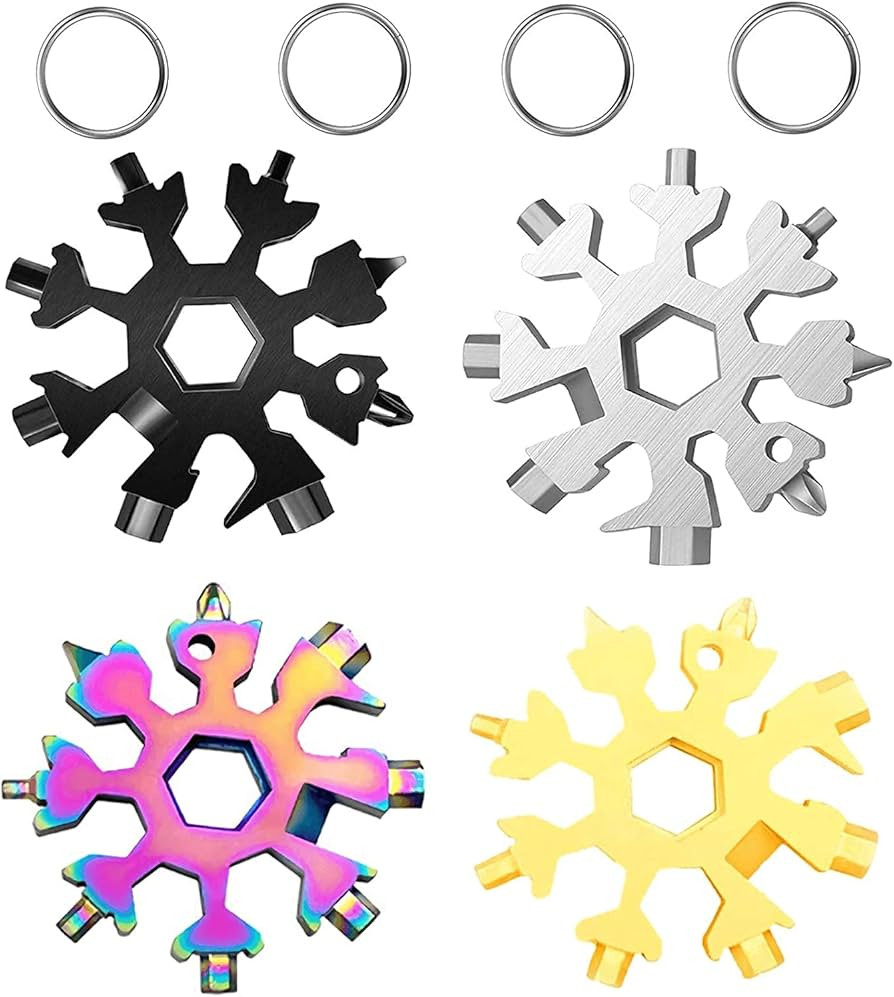 4 Pack 18 In 1 Snowflake Multi Tool, Stainless Steel Beer Bottle Opener, Flat Phillips Screwdrive... | Amazon (US)
